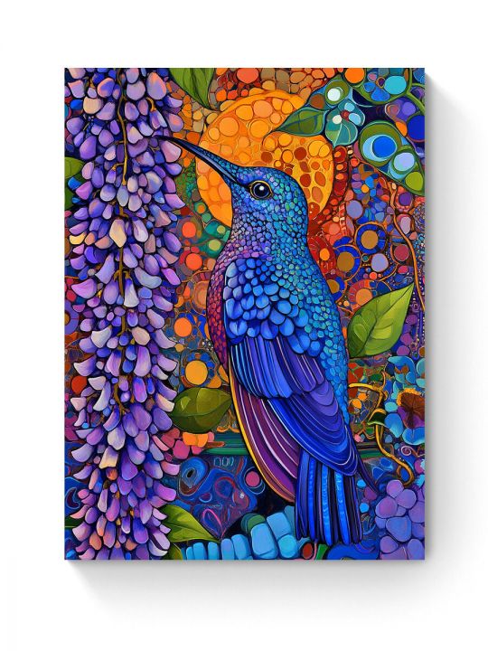 Алмазная мозаика на подрамнике «Птица колибри» 50x40 см