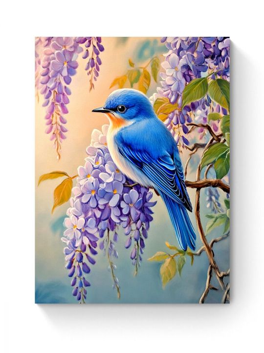 Алмазная мозаика на подрамнике «Птица на ветке» 50x40 см