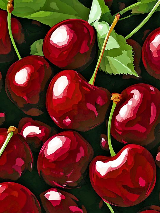Алмазная мозаика без подрамника «Спелая вишня» 50x40 см