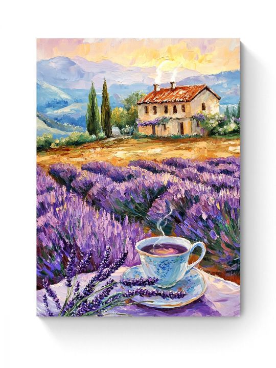 Алмазная мозаика на подрамнике «Лавандовый чай» 40x30 см