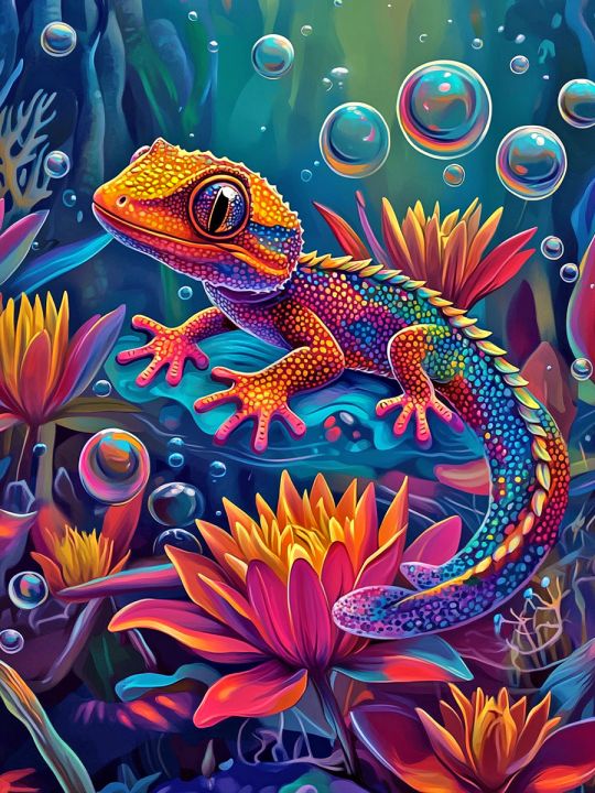 Алмазная мозаика без подрамника «Саламандра» 60x45 см