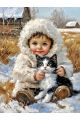 Алмазная мозаика без подрамника «Зимнее детство» 60x45 см