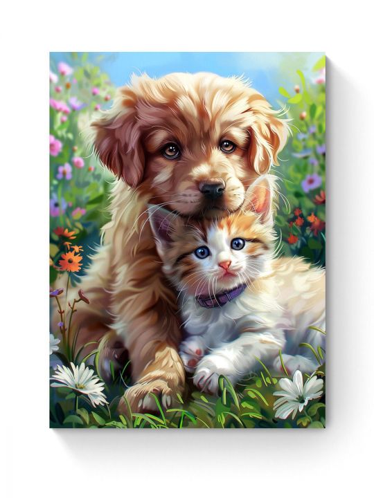 Алмазная мозаика на подрамнике «Милые хвостики» 80x60 см