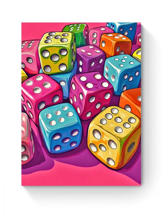Алмазная мозаика на подрамнике «Игровые кубики» 50x40 см