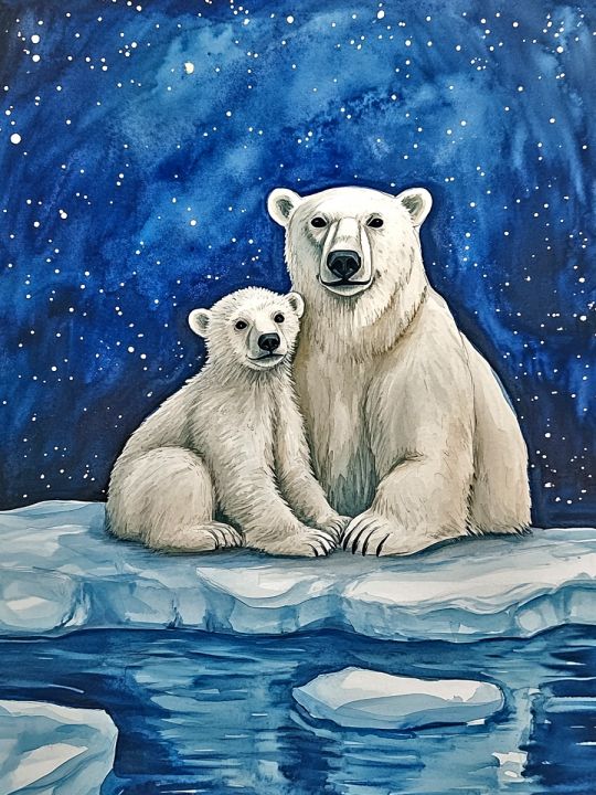 Алмазная мозаика без подрамника «Мишки на севере» 25x20 см
