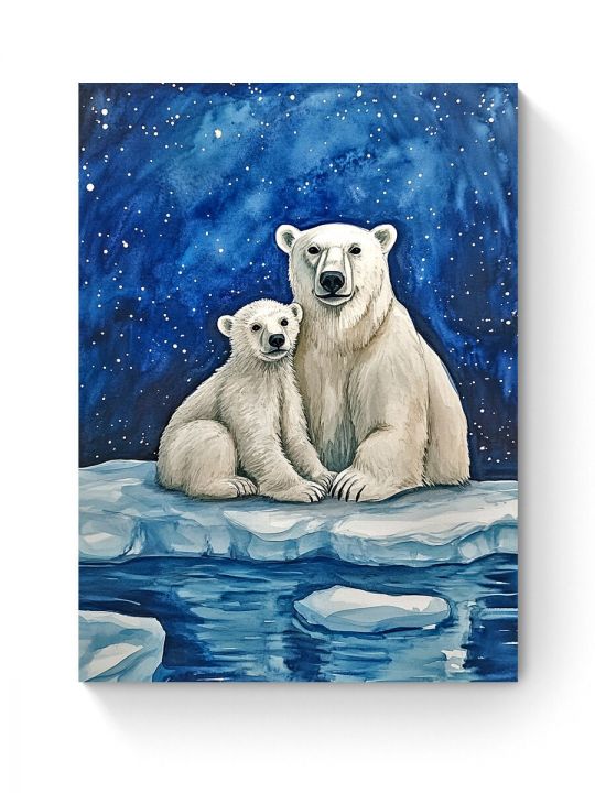 Алмазная мозаика на подрамнике «Мишки на севере» 60x45 см