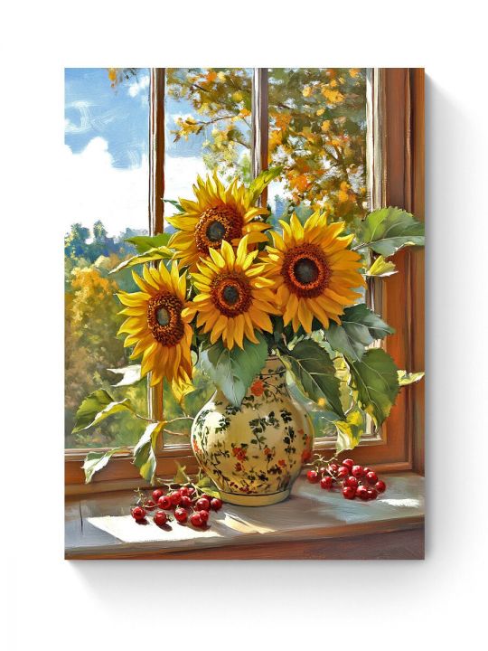 Алмазная мозаика на подрамнике «Подсолнухи» 40x30 см