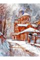 Алмазная мозаика без подрамника «Церковь зимой» 50x40 см