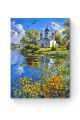 Алмазная мозаика на подрамнике «Церковь у реки» 40x30 см, 50 цветов