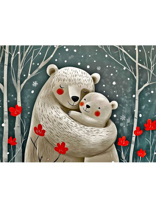 Алмазная мозаика без подрамника «Мишки-обнимашки» 50x40 см