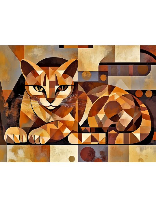 Алмазная мозаика без подрамника «Кот абстракция» 50x40 см