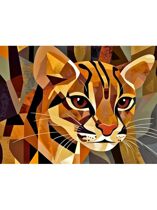 Алмазная мозаика без подрамника «Кот Оцелот» 50x40 см