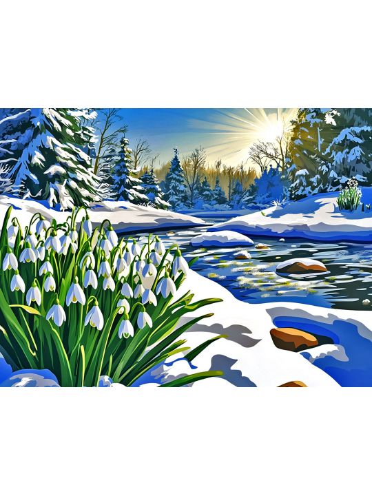 Алмазная мозаика без подрамника «Ранняя весна» 50x40 см