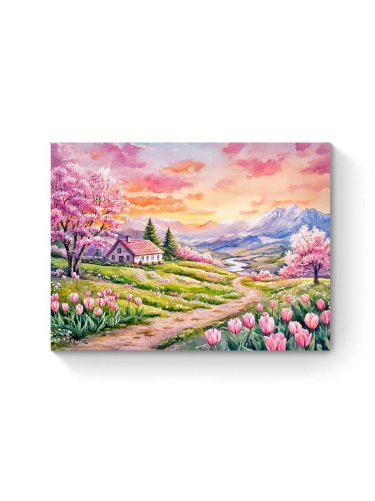 Алмазная мозаика на подрамнике «Розовая весна» 40x30 см