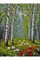 Алмазная мозаика без подрамника «Березовая роща» 50x40 см