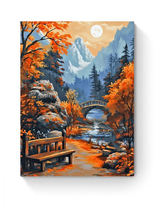 Алмазная мозаика на подрамнике «Осень в горах» 50x40 см
