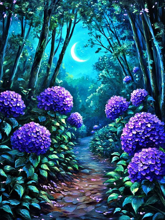 Алмазная мозаика без подрамника «Гортензия» 50x40 см