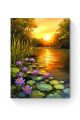 Алмазная мозаика на подрамнике «Лотосы и закат» 50x40 см