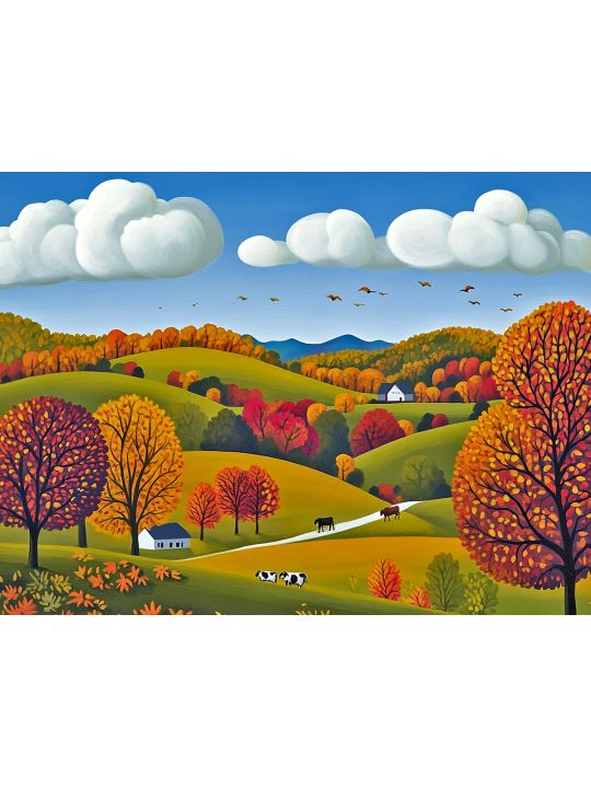 Алмазная мозаика без подрамника «Осенние луга» 50x40 см