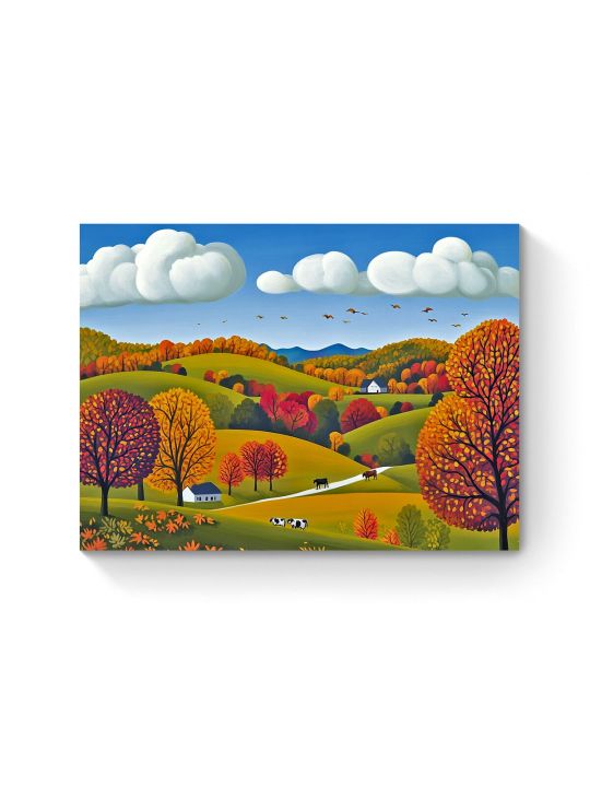 Алмазная мозаика на подрамнике «Осенние луга» 40x30 см