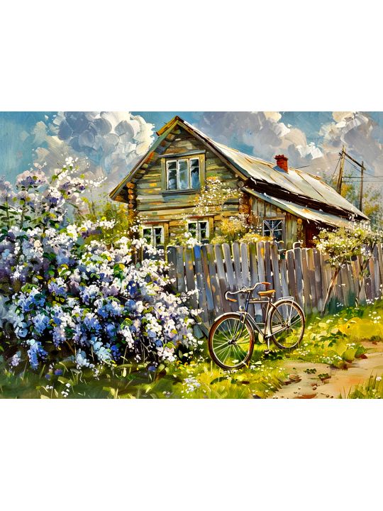 Алмазная мозаика без подрамника «Сирень у дома» 50x40 см