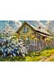 Алмазная мозаика без подрамника «Сирень у дома» 50x40 см