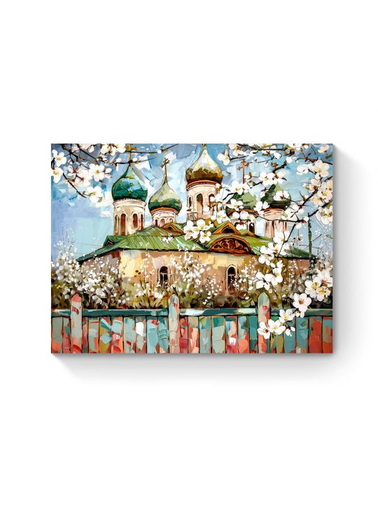 Алмазная мозаика на подрамнике «Родные купола» 80x60 см