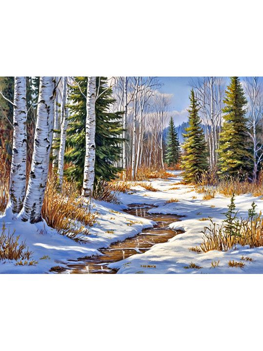 Алмазная мозаика без подрамника «Весна в лесу» 50x40 см