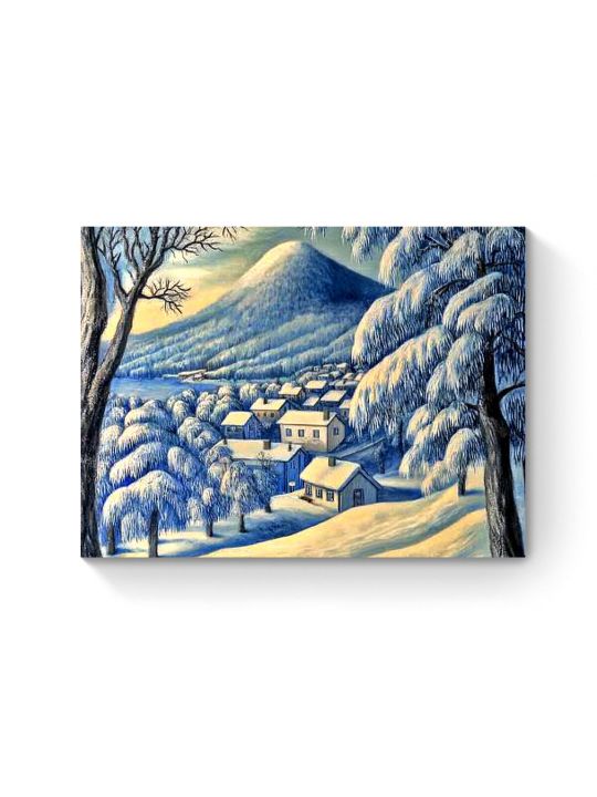 Алмазная мозаика на подрамнике «Деревня в горах» 40x30 см