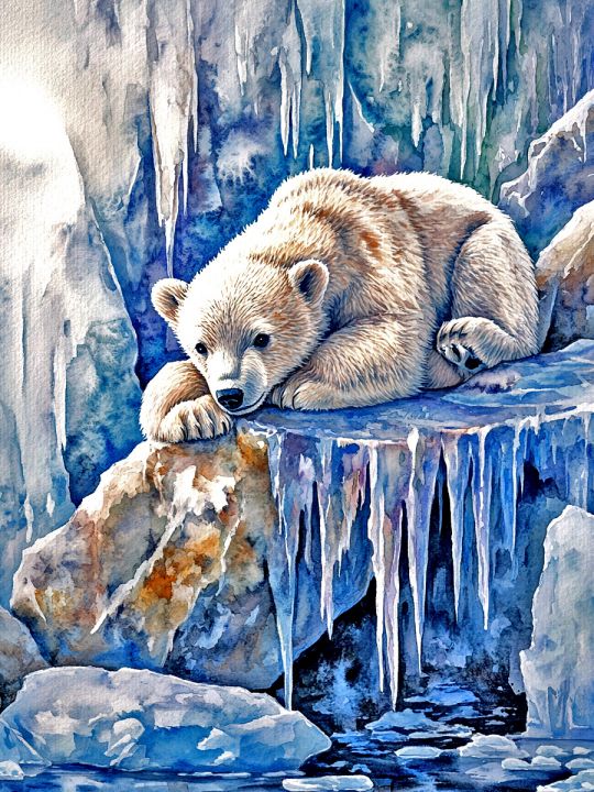 Алмазная мозаика без подрамника «Мишка на севере» 50x40 см