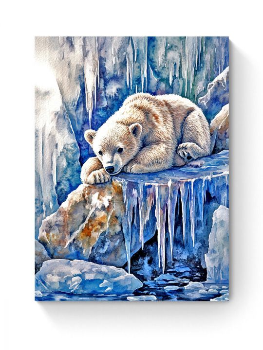 Алмазная мозаика на подрамнике «Мишка на севере» 80x60 см
