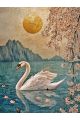 Алмазная мозаика без подрамника «Лебедь на озере» 50x40 см