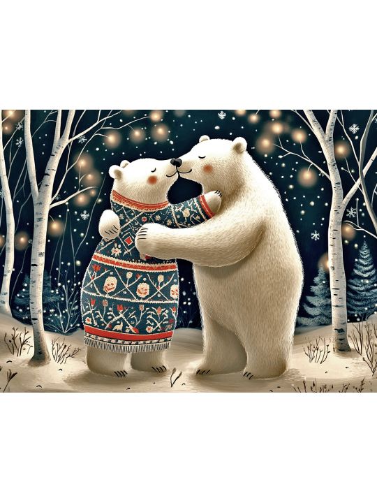 Алмазная мозаика без подрамника «Мишки-обнимашки» 130x100 см