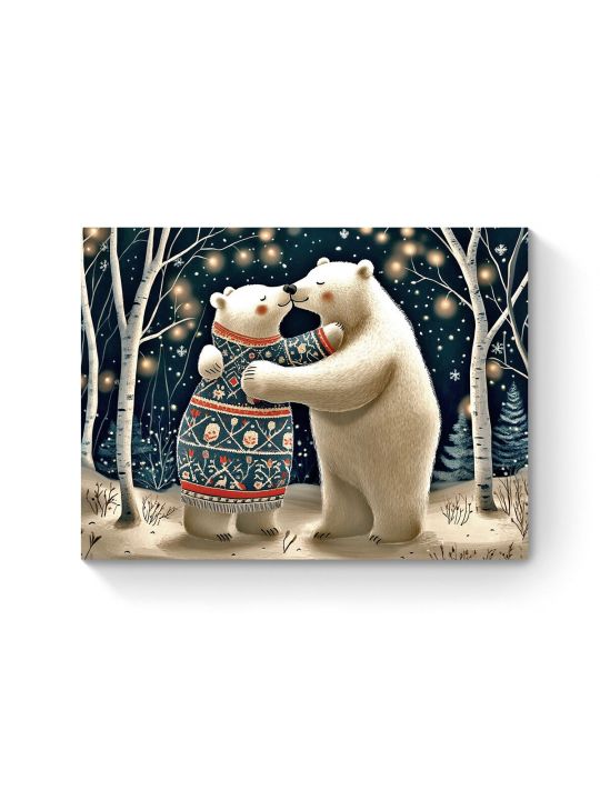 Алмазная мозаика на подрамнике «Мишки-обнимашки» 50x40 см