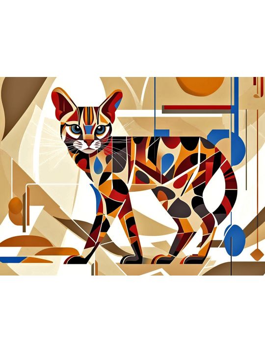 Алмазная мозаика без подрамника «Кошка Графика» 50x40 см