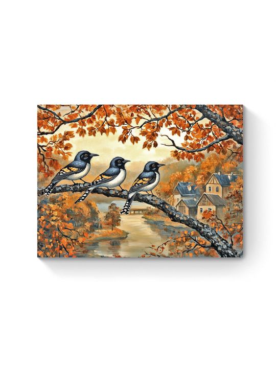 Алмазная мозаика на подрамнике «Птицы на ветке» 40x30 см