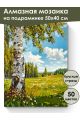 Алмазная мозаика на подрамнике «Русская береза» 50x40 см, 50 цветов