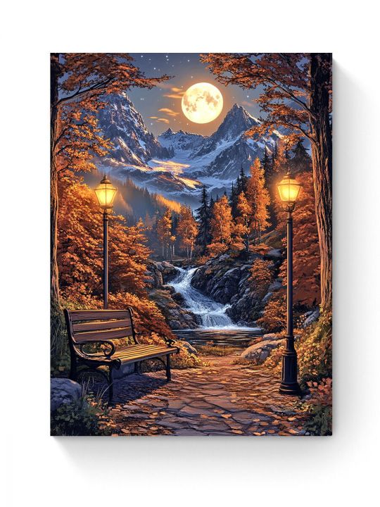 Алмазная мозаика на подрамнике «Ночной парк» 40x30 см