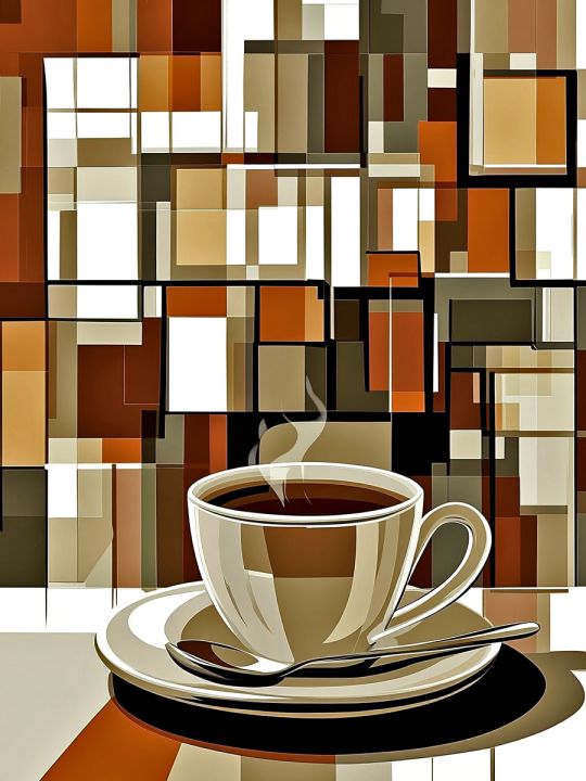 Алмазная мозаика без подрамника «Чашка кофе» 50x40 см