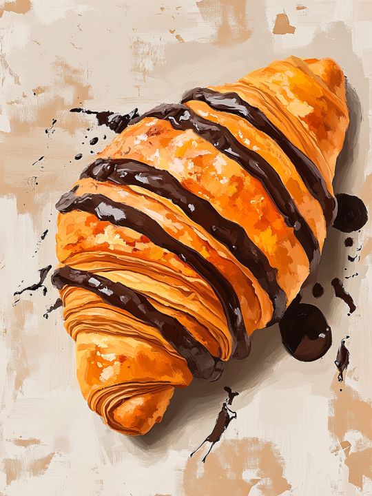 Алмазная мозаика без подрамника «Круассан» 50x40 см