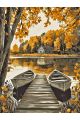 Алмазная мозаика без подрамника «Лодки на озере» 40x30 см