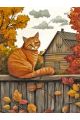 Алмазная мозаика без подрамника «Осенний кот» 50x40 см