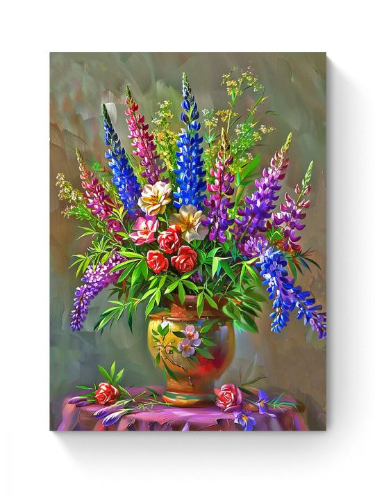 Алмазная мозаика на подрамнике «Букет люпинов» 40x30 см