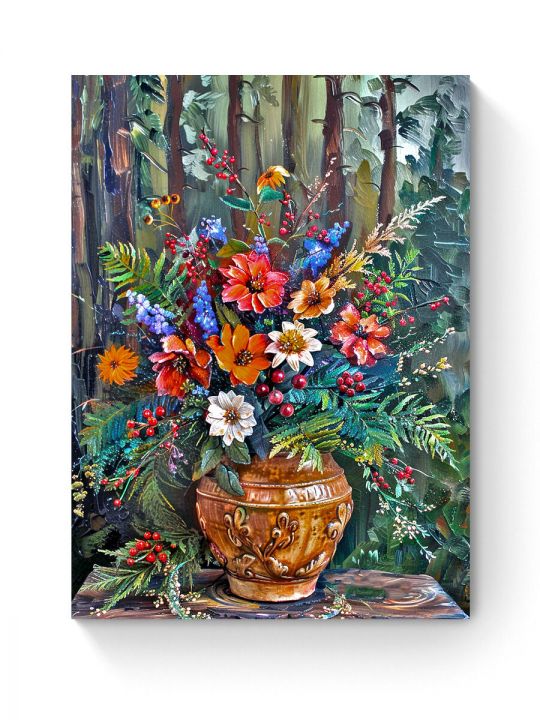 Алмазная мозаика на подрамнике «Букет августа» 40x30 см