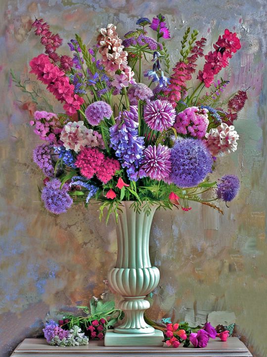 Алмазная мозаика без подрамника «Цветы натюрморт» 50x40 см