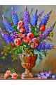 Алмазная мозаика без подрамника «Люпины и розы» 25x20 см