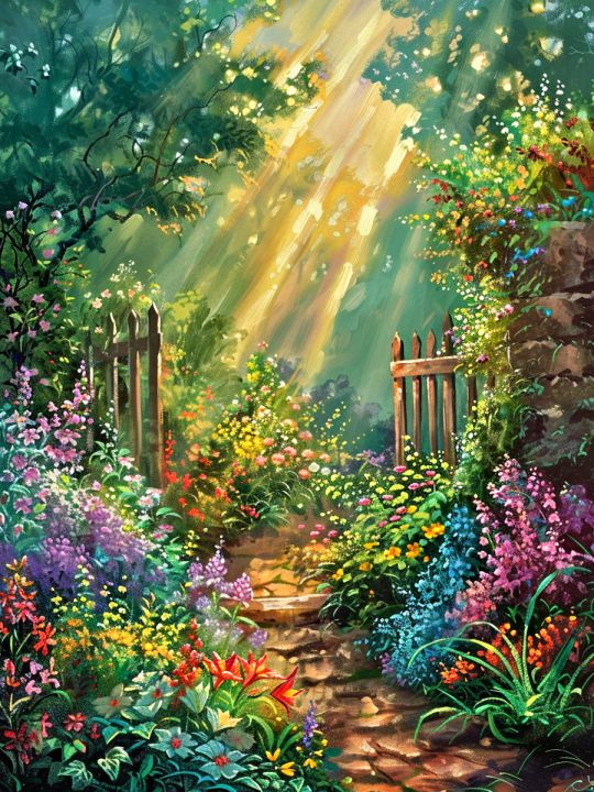 Алмазная мозаика без подрамника «Райский сад» 50x40 см