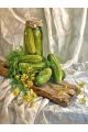 Алмазная мозаика без подрамника «Соленые огурцы» 50x40 см, 50 цветов