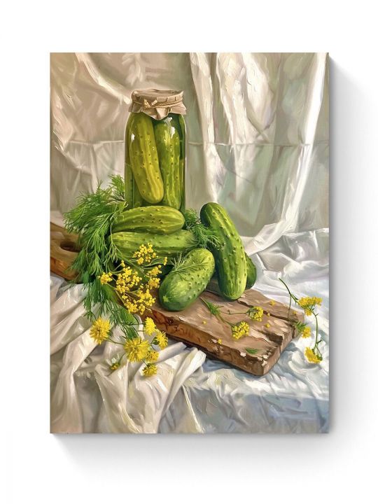 Алмазная мозаика на подрамнике «Соленые огурцы» 50x40 см