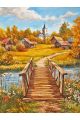 Алмазная мозаика без подрамника «Осень в деревне» 130x100 см